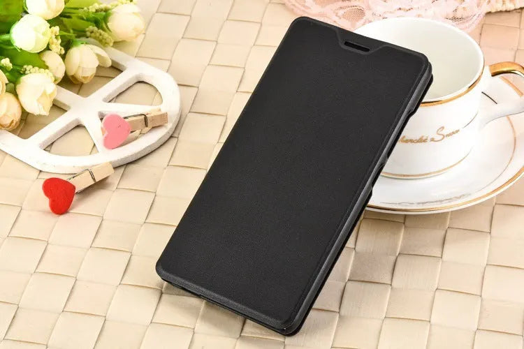 Black Xiaomi flip phone case in imitation leather for Mi series