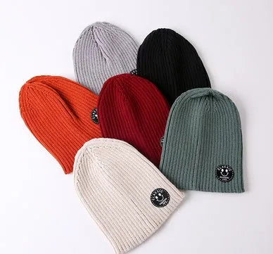 Children unisex fashion ribbed hat in nylon, one size, available in beige, black, caramel, green, grey, wine red