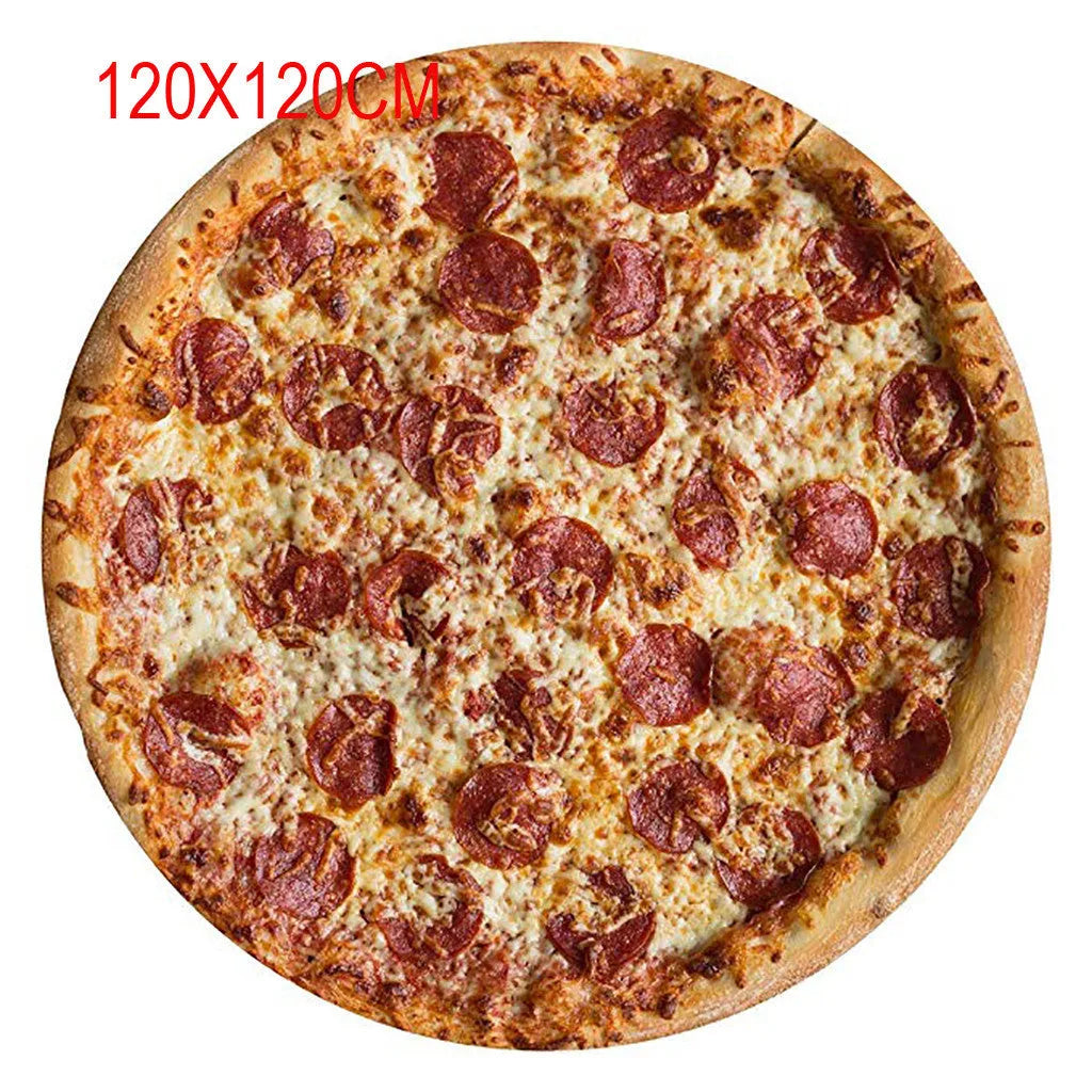 Pizza blanket hooded cloak beach towel 150x150cm polyester warp knit printed pizza pattern