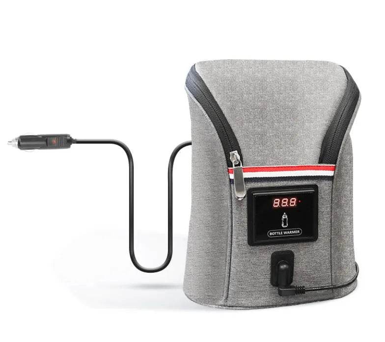 Car USB portable baby bottle warmer with dual bottle capacity and electronic temperature display screen