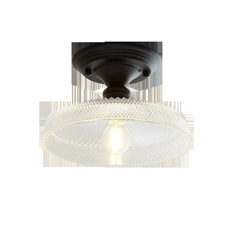 American retro single-head ceiling lamp with a glass cover shade