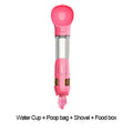 Portable 3-in-1 dog water bottle with poop dispenser and treat holder, 300ml capacity in aquamarine