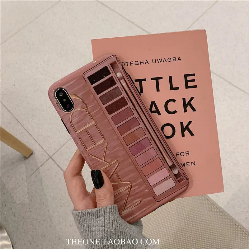 Flesh and grey silicone eye shadow phone cases for various iPhone models.