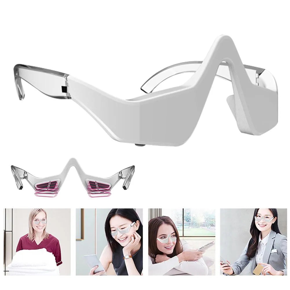 3D eye beauty instrument micro-current pulse massager in pink or white with glasses-like design