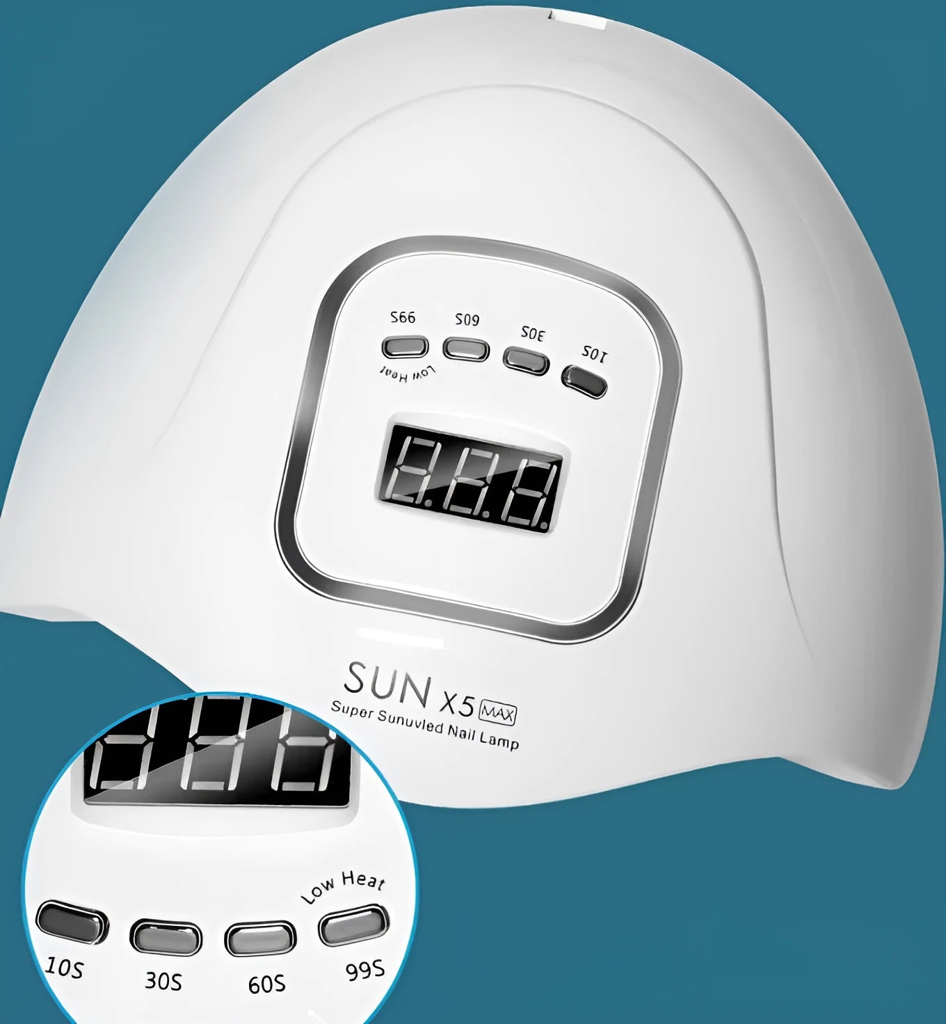 White nail polish baking lamp dryer with dual UV LED light source and timer display
