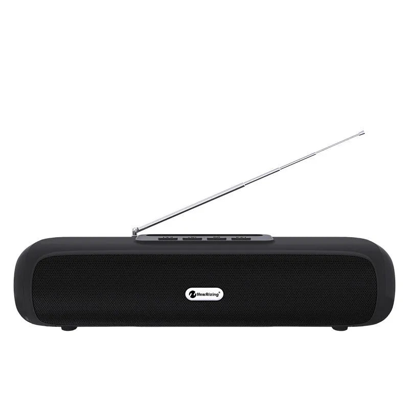 Desktop wireless long strip radio subwoofer in black, blue, red, or silver grey finish
