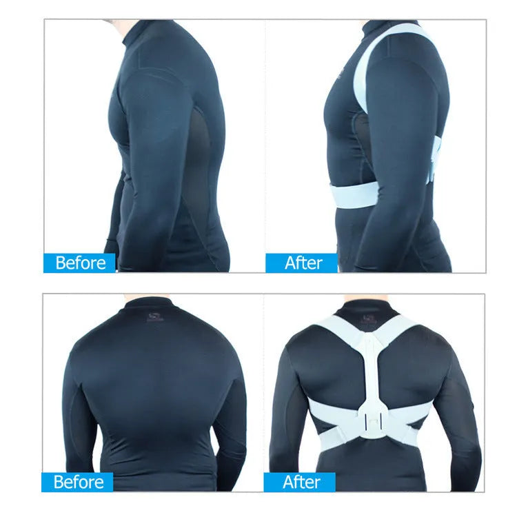 Silver unisex posture correction belt with Velcro straps, sizes S M L, for children and adults