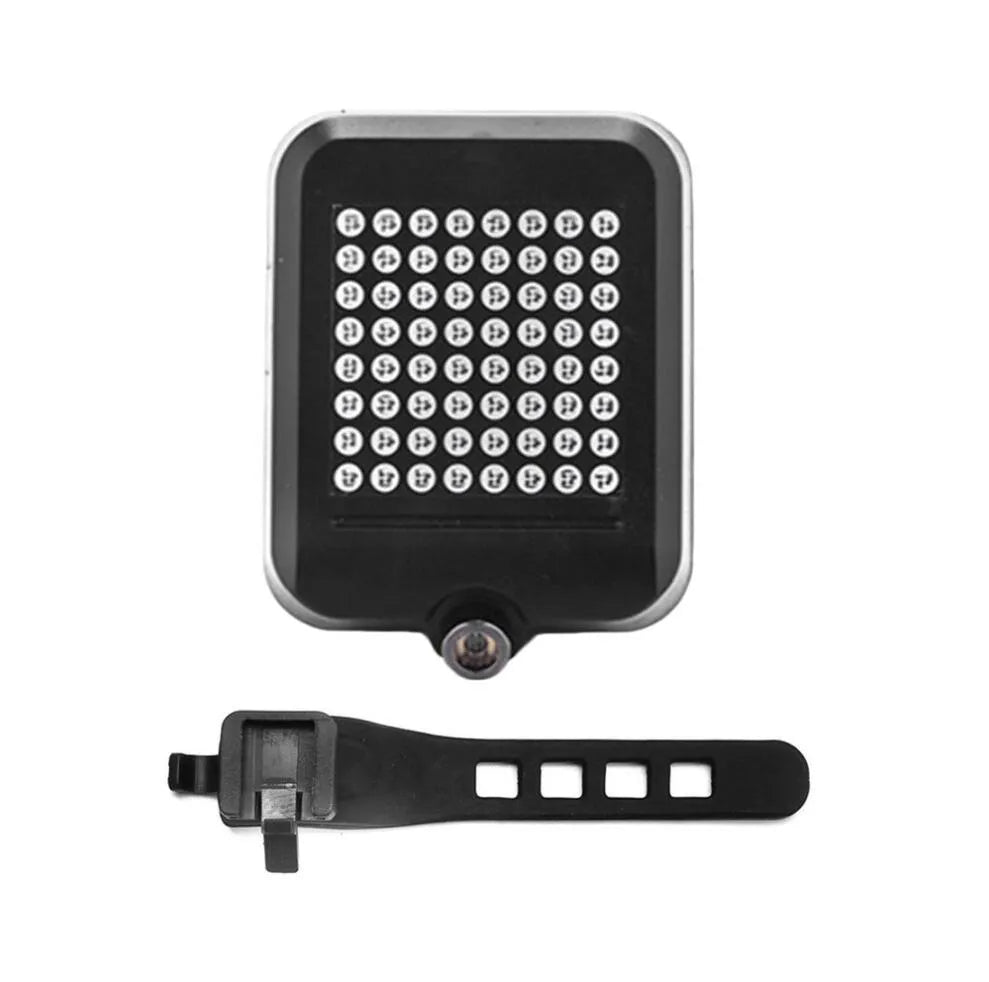 LED bicycle signal light with 64 lights showing steering arrow and brake flash on a bike
