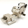 Dumper bracket tactical helmet accessory in black, brown, or silver colour for shooting sports