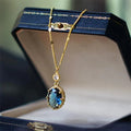 Geometric pendant necklace with a gold electroplated finish on a copper chain, French retro style.