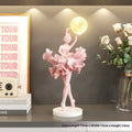 Resin ballet girl small night lamp in pink painted finish for home hallway decor