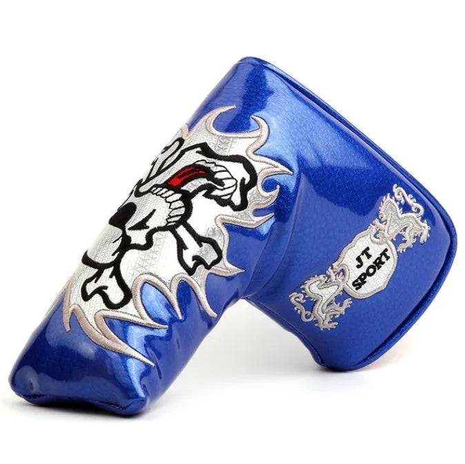 Pu leather golf putter cover with cartoon clown design on a green background