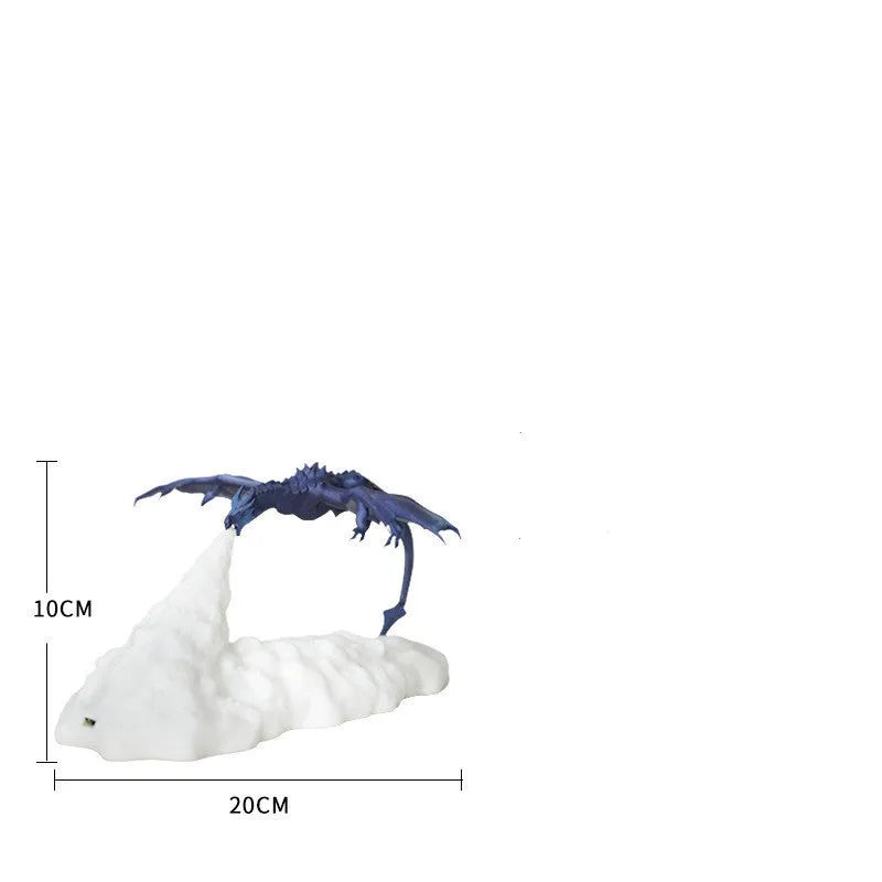 3D printed biodegradable PLA dragon LED night light with warm glow, rechargeable, blue and red colour options