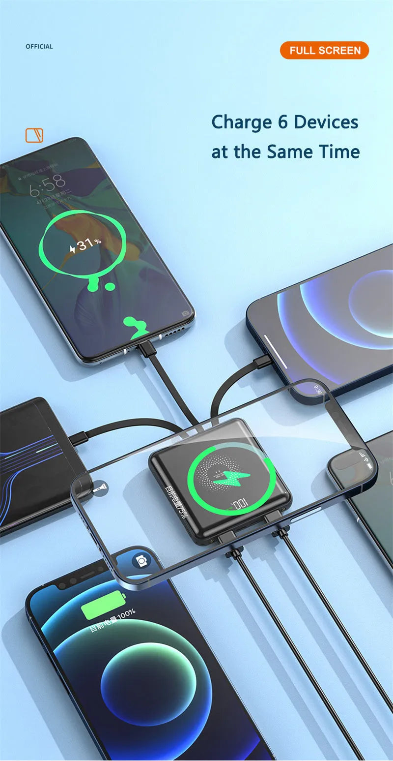 20000mAh PD fast charging power bank with LCD display in black, green, or red plastic housing