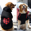 Black plaid dog sweater in Love or Dog Feet pattern, sizes XS to 5XL for autumn and winter