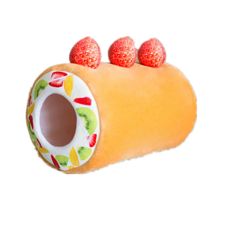 Yellow cake roll cat litter plush toy 40cm tall short plush sponge-filled