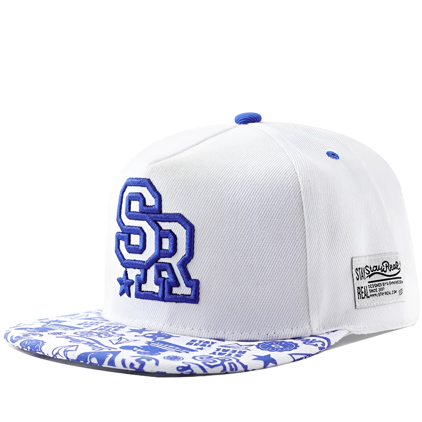 Adjustable black cotton baseball cap with embroidered lettering on the front, showing the dome crown and strap.