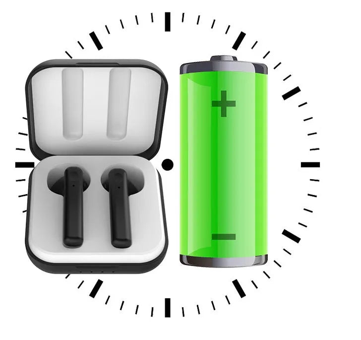 Macaron wireless sports headphones with charging bin in multiple colours including black and pink against white background