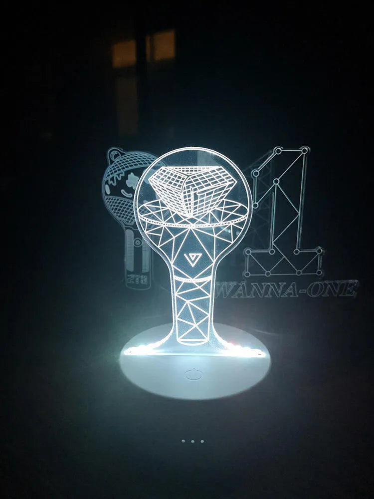 LED light-up acrylic display stand for BTS Tower Gem merchandise with clear base