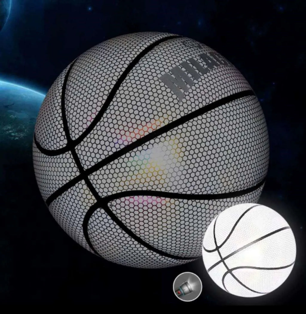 Glowing fluorescent basketball number 7 size with wear-resistant PU soft leather surface