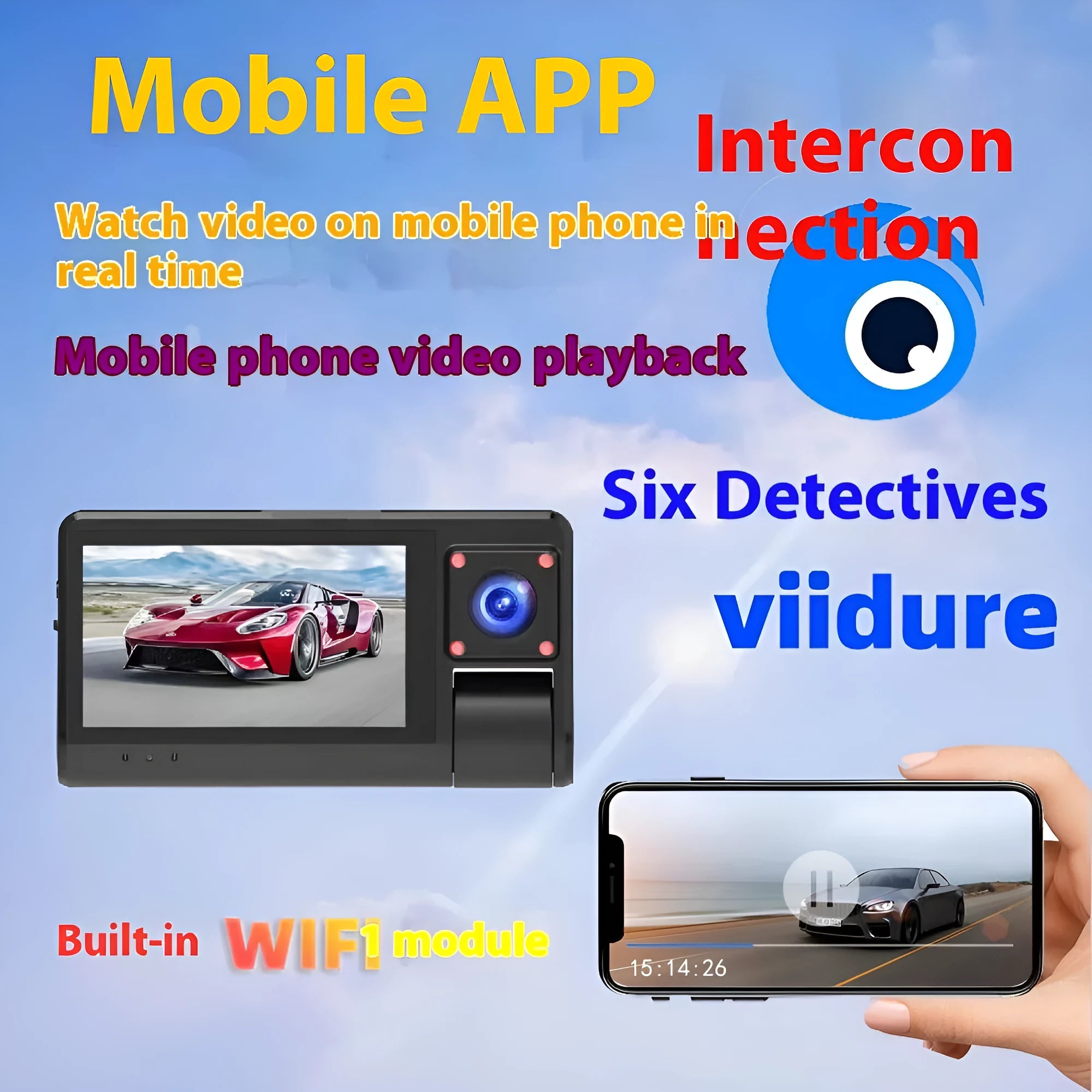 G50 black driving recorder dash cam with 3-inch touchscreen display