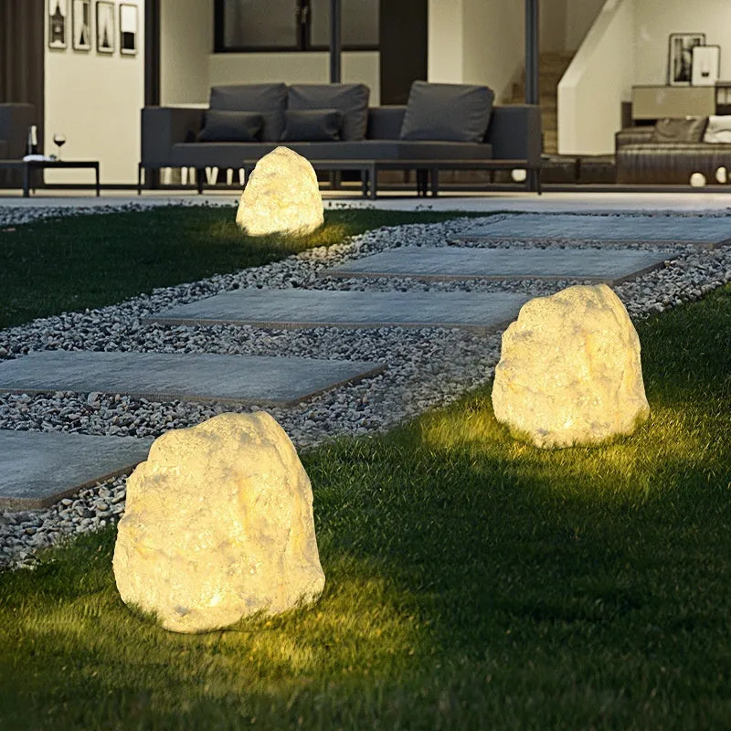 Outdoor stone resin floor lamp with warm light, IP65 waterproof, Model A 30x40cm