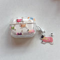 Gradient sausage dog TPU soft shell earphone protective case for AirPods with embossed cartoon design