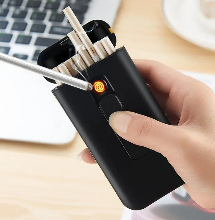 Plastic cigarette lighter and cigarette box set, 118x55x25mm box, 120x57x27mm packaging, gift use
