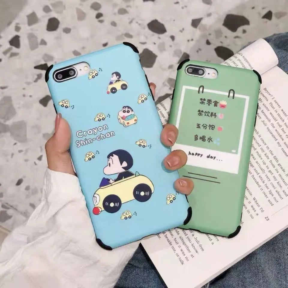 Cartoon frosted TPU phone case for iPhone in solid colour with matte finish