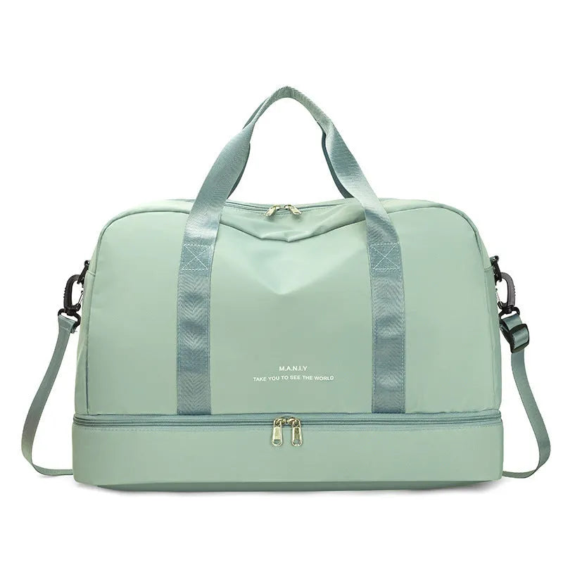 Large capacity waterproof Oxford cloth travel bag with dry wet separation for short trips