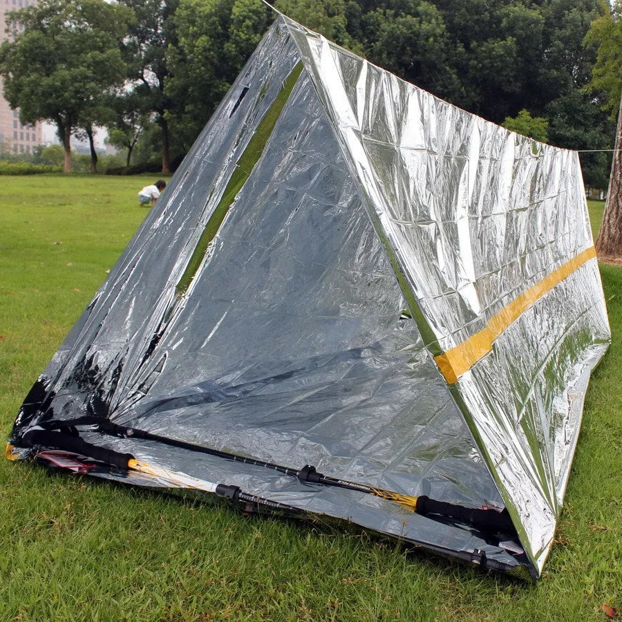 First Aid Tent emergency shelter with silver reflective PET aluminium film, 2.4m length