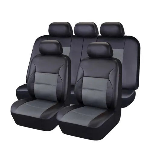 Universal artificial leather car seat cover set in a choice of colours on a car seat.