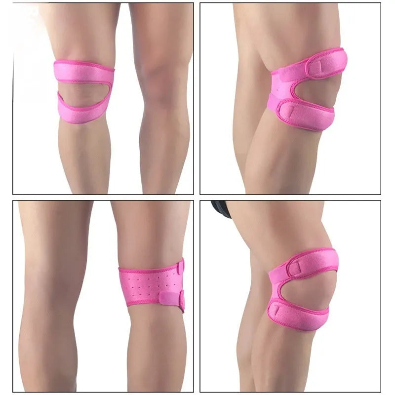 Pair of elastic shock absorption sports leggings or knee pads in a neutral colour.