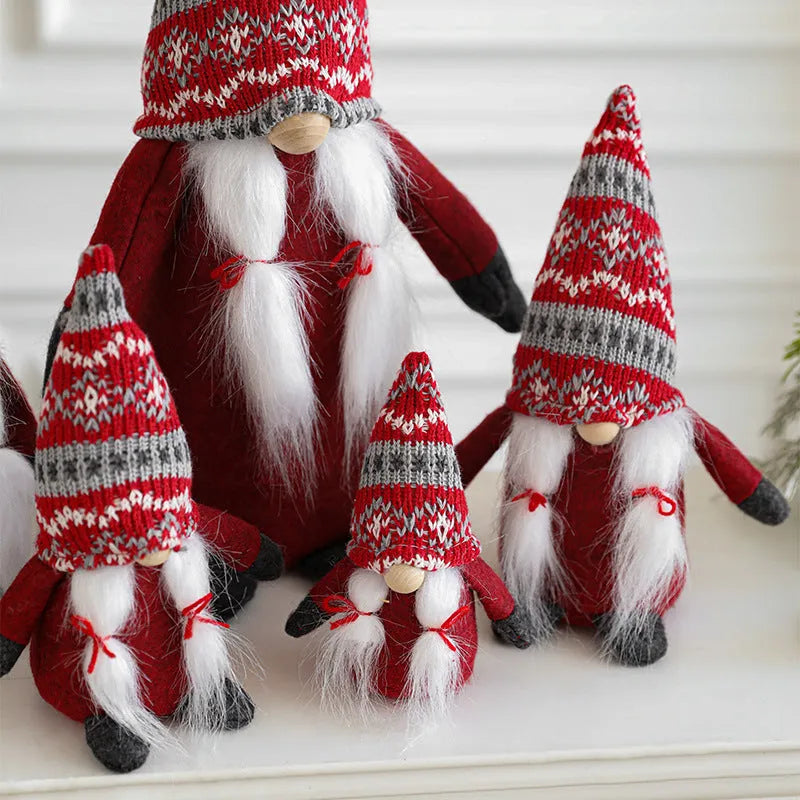 Faceless doll Christmas ornament in grey or red cloth with Santa Claus doll and Christmas Rudolf design, 14cm to 50cm