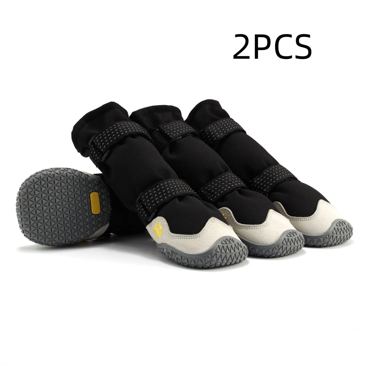Soft-soled rubber dog shoes for medium and large dogs, no heel slippage, available in black, grey, red and green, sizes 1-8