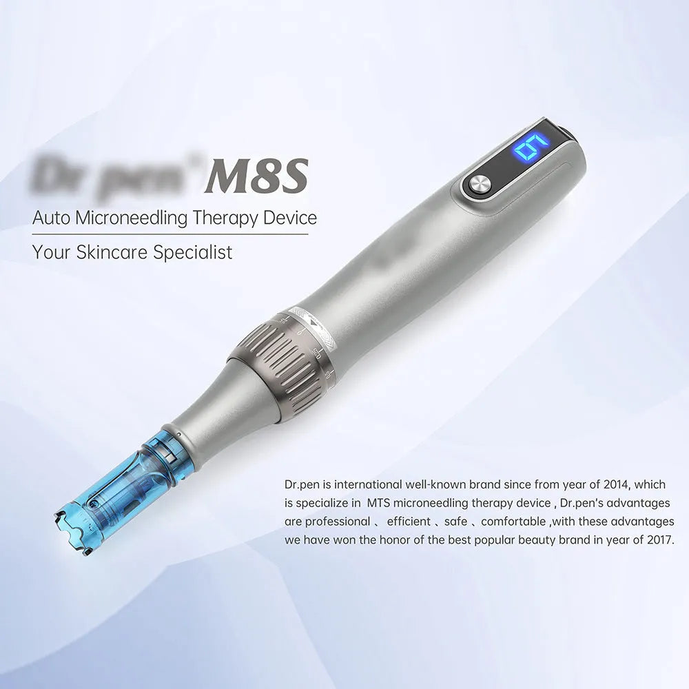 Gray wireless electric micro-needle pen with USB port, 5+ gears, for hydrating brightening freckle removal skin treatment UK plug