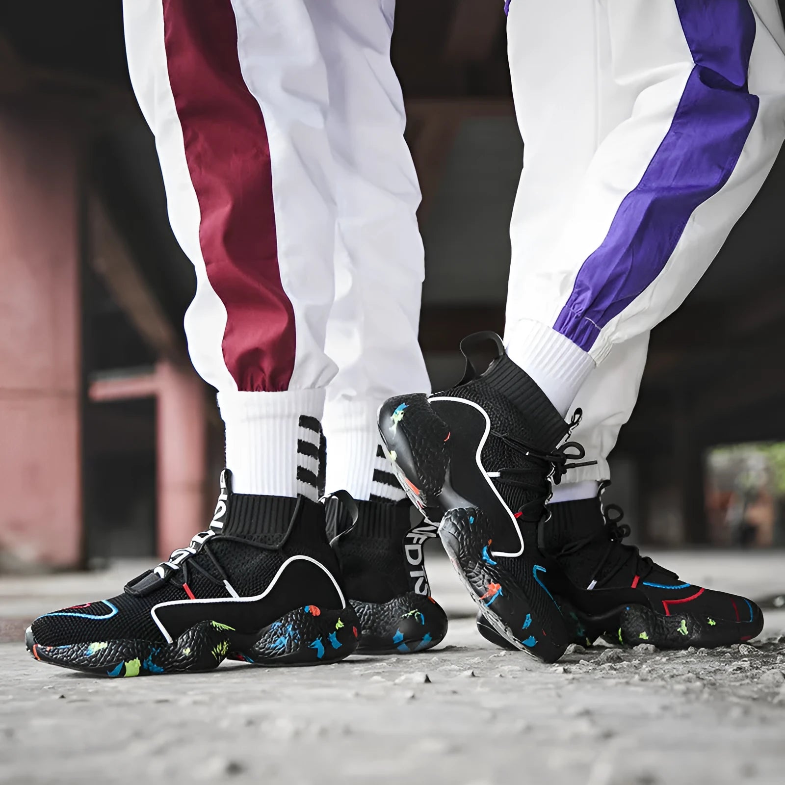 SPLASH mens hi-top winter sneakers with air mesh upper and plush lining in black colour option