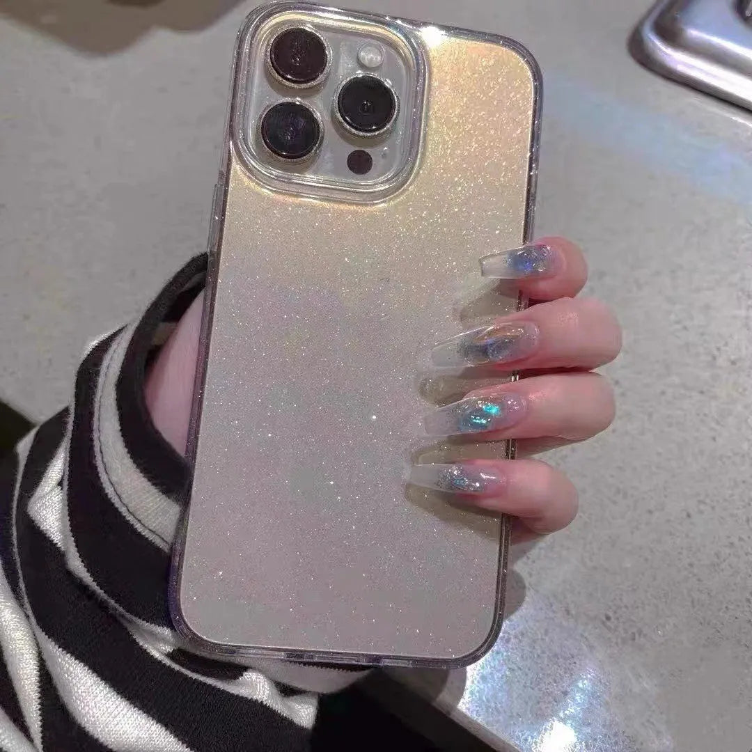 Acrylic thin mobile phone case back cover for iPhone, fine flash colour option, plastic moulding construction