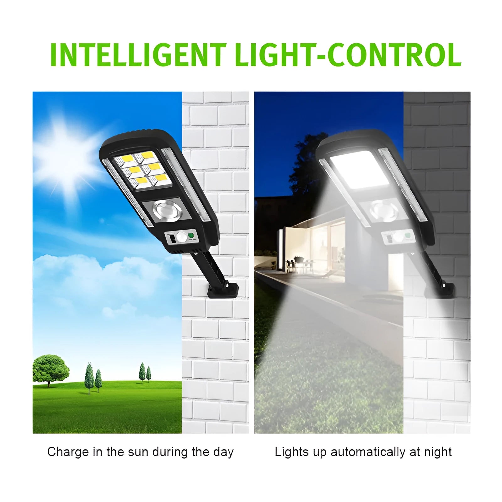 Outdoor solar street light with colourful warning, 20W COB, IP65, European style for garden use