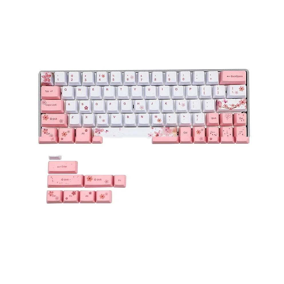 Pink PBT mechanical keyboard key caps with sublimation printing on five sides in OEM profile