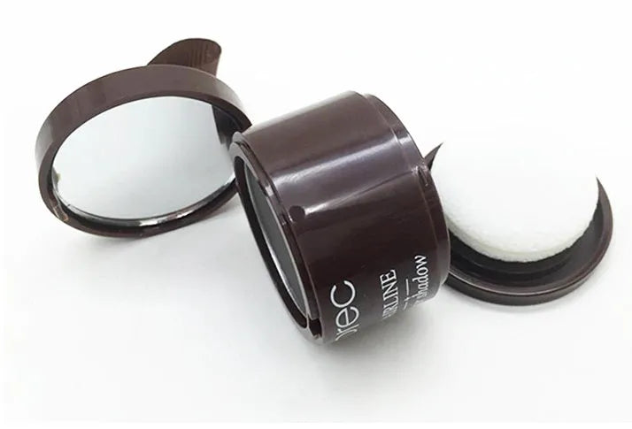 Hairline repairing shadow powder in Light yellow and Dark brown shades, 3g net content, for uneven hairline edges.