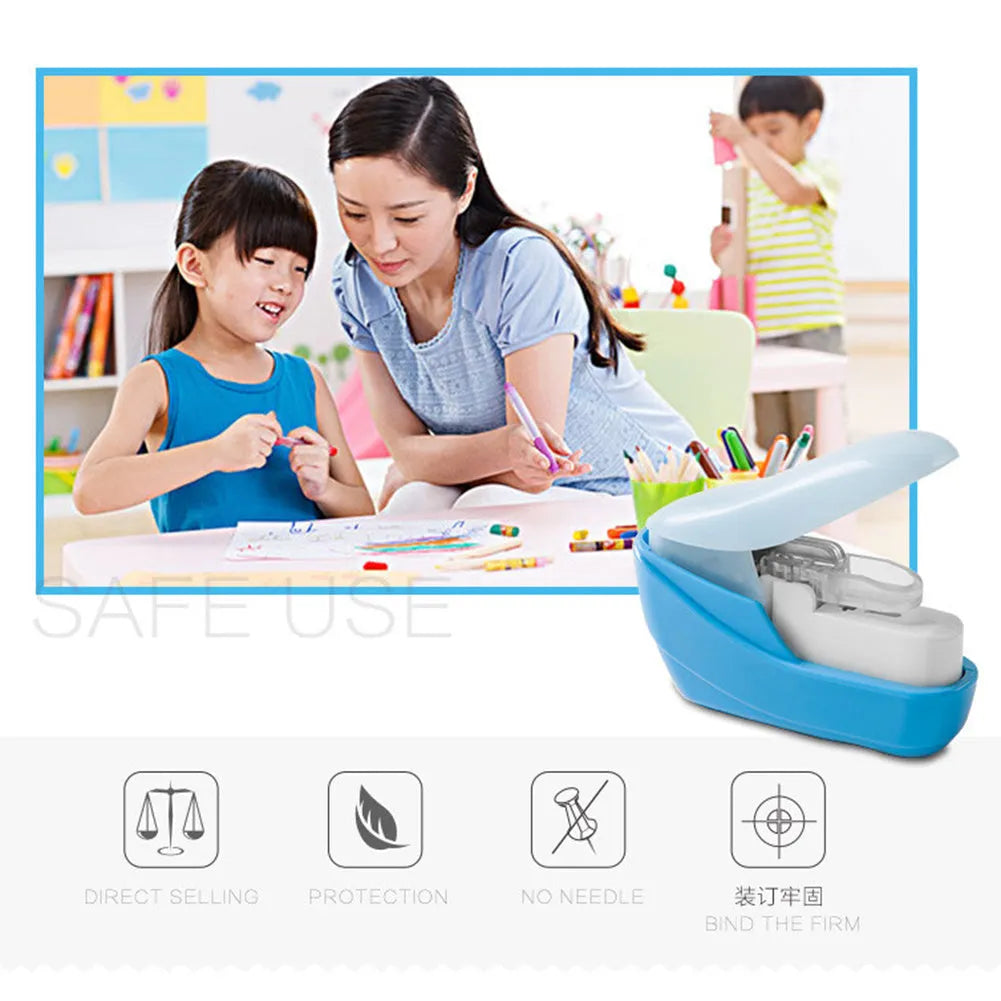 Stapler-free stapler compact embossed ABS paper binder 50x25x50mm random colour