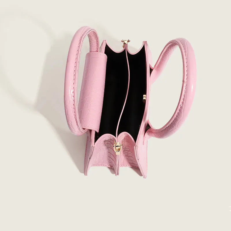 Dopamine bag simple Western style PU crossbody messenger in pink, white and black for daily matching