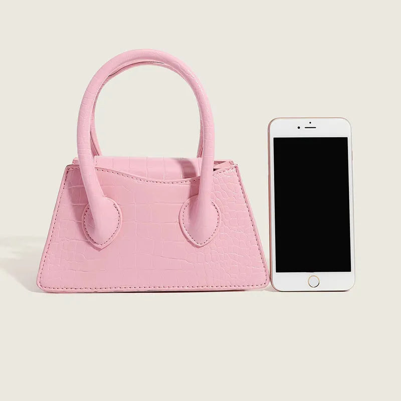 Dopamine bag simple Western style PU crossbody messenger in pink, white and black for daily matching
