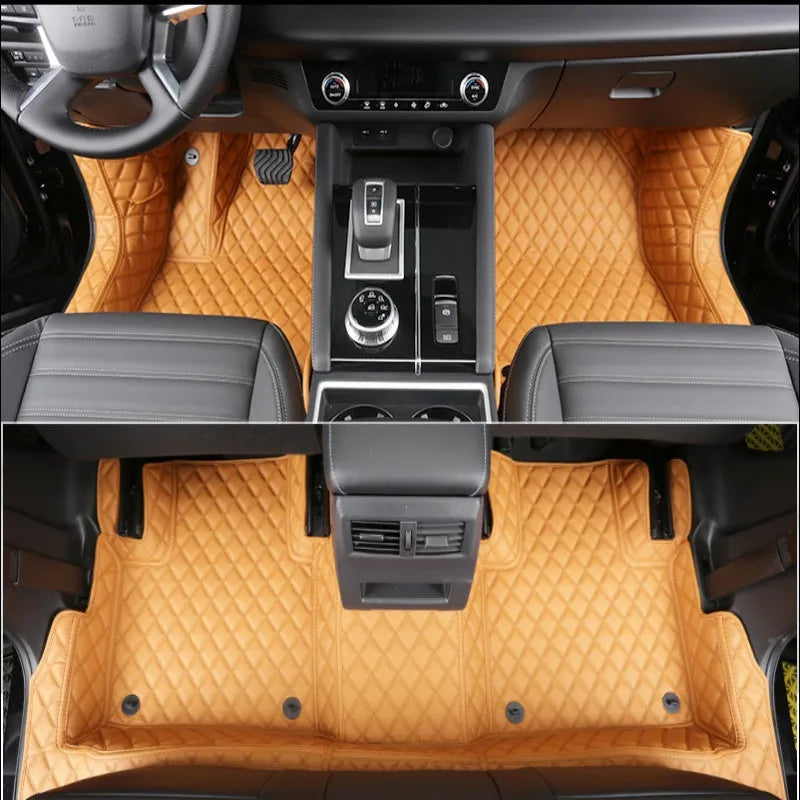23 New Outlander foot mats in black, grey, and brown colours showing single-layer and double-layer wire ring construction