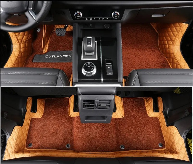 23 New Outlander foot mats in black, grey, and brown colours showing single-layer and double-layer wire ring construction