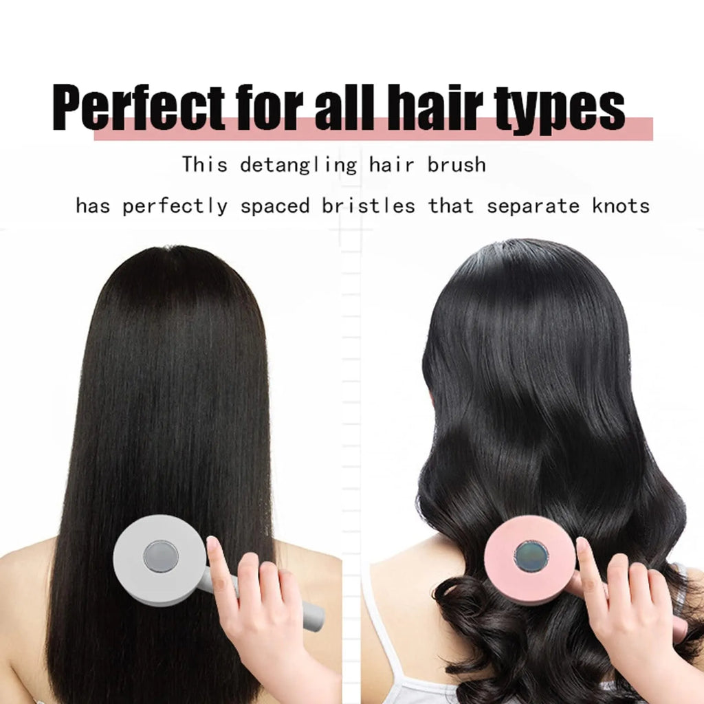 One-key self-cleaning hair brush with 3D air cushion, non-slip handle, and massage tips in green colour