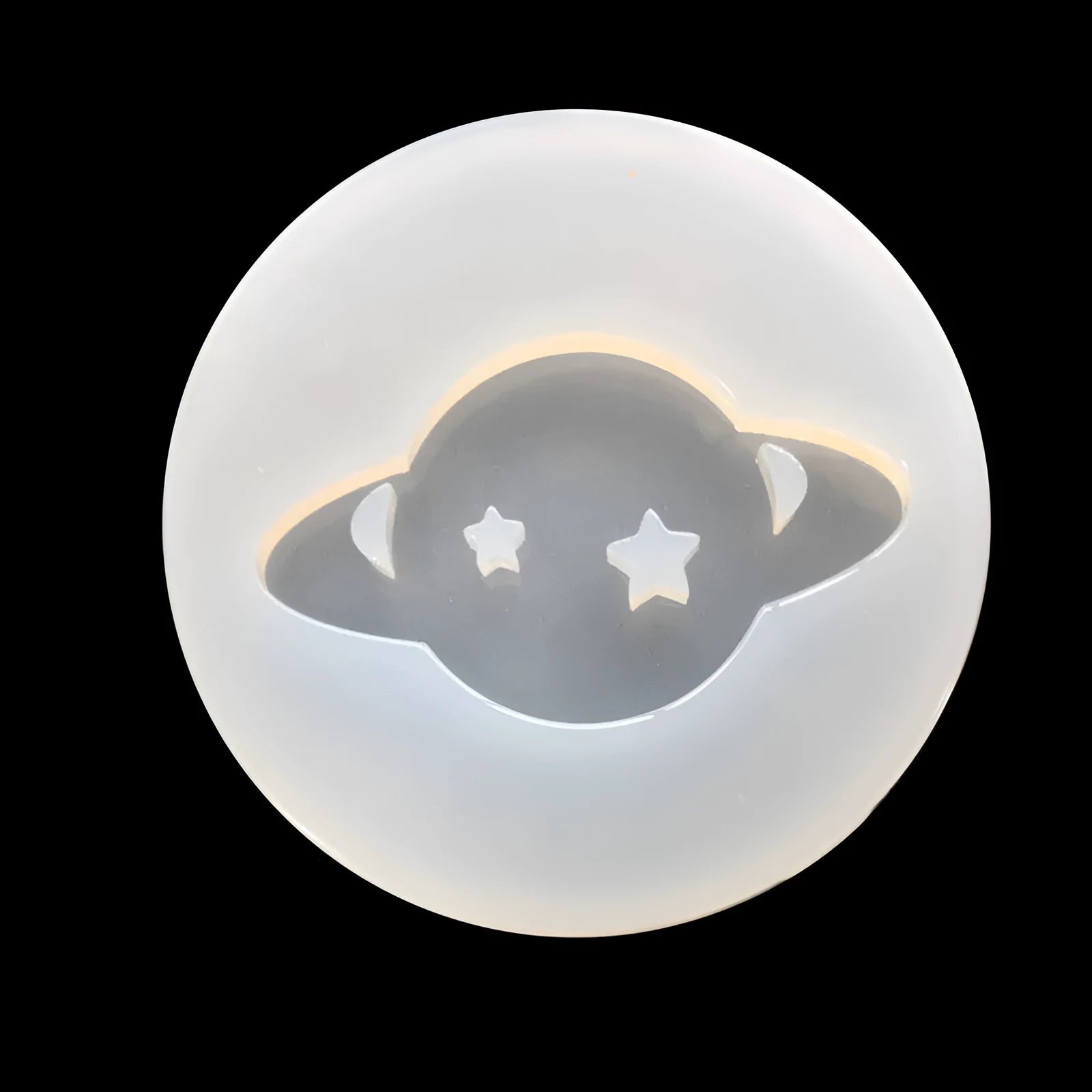 Silicone mould for making shiny full mirror finish planet epoxy resin ornaments, approximately 6.5cm diameter.