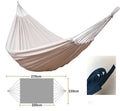 Cotton camping hammock with tree strap for outdoor backpacking and garden relaxation