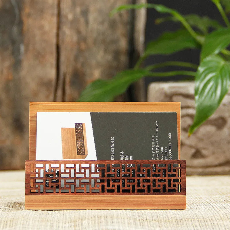 Geometric patterned bamboo business gift box for corporate events and promotions.